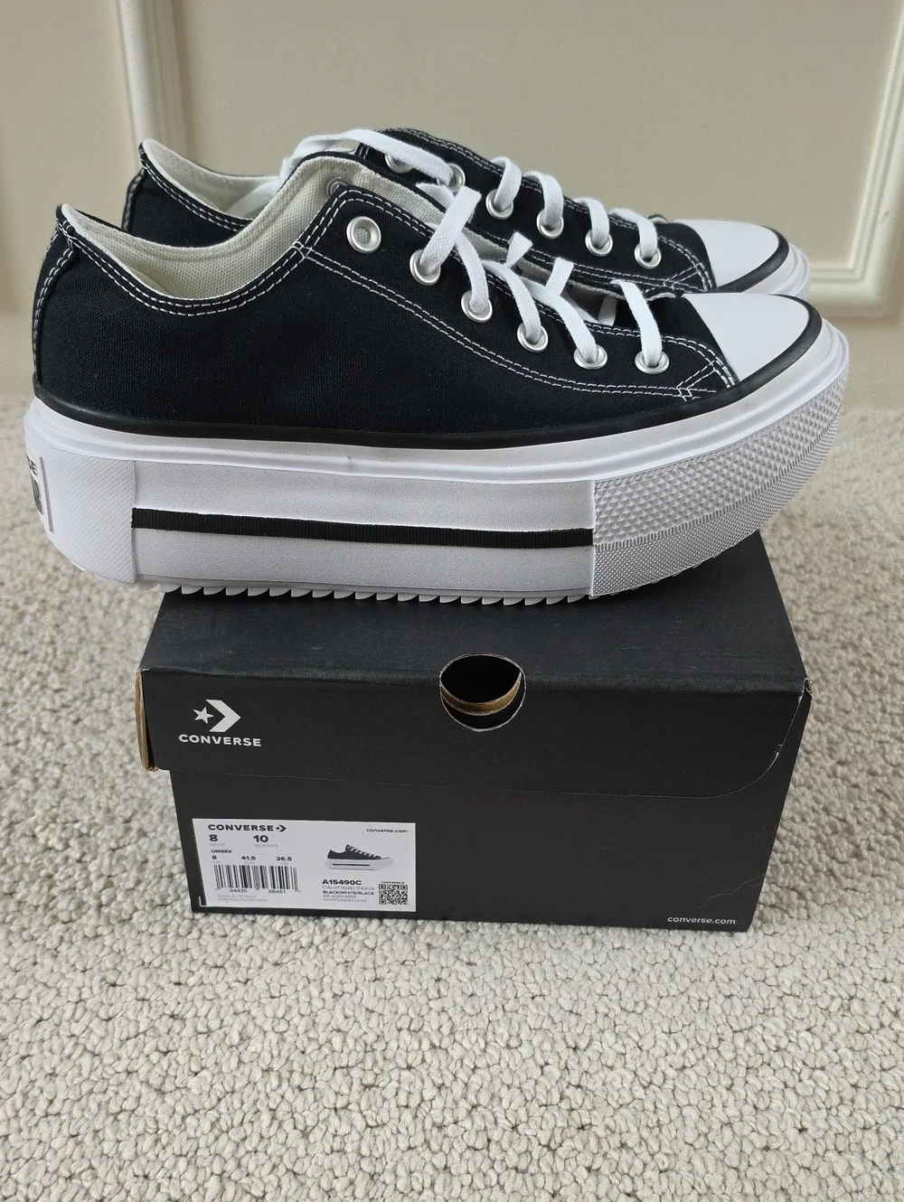 Converse Black and White Low-Top Platform Sneakers